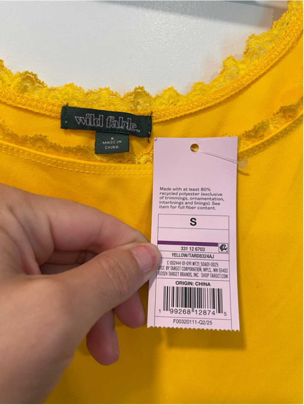 Wild Fable S Golden Yellow Lace Detail Sleeveless Activewear Dress w/Shorts NWT - Picture 6 of 7